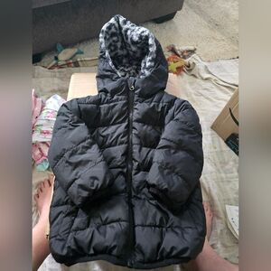 Black, With Some Leopard Fur Inside Size 2T, Great Condition, Coat